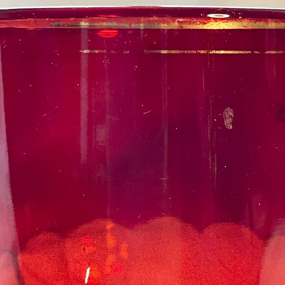 Merry Christmas Vintage Ruby Red and Clear Glass Goblet - Picture 3 of 5